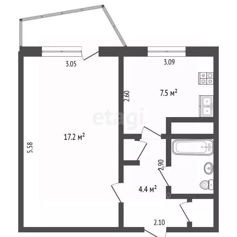 1-к кв. Орловская область, Орел ул. Нормандия-Неман, 93 (33.2 м) - Фото 1