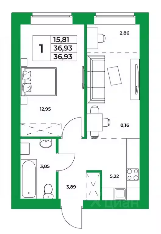 1-к кв. Башкортостан, Уфимский район, Зубовский сельсовет, с. Зубово ... - Фото 1