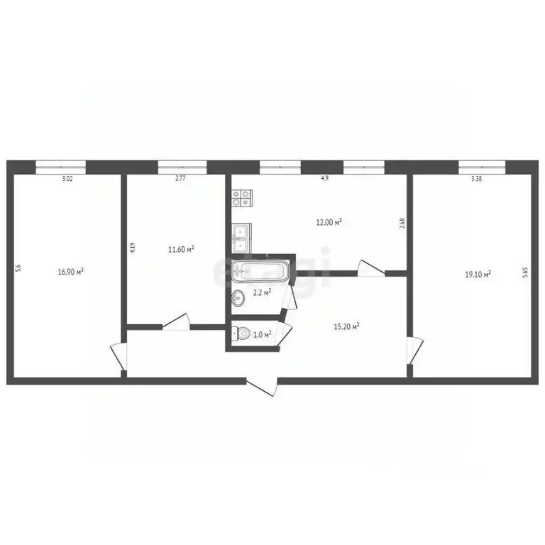 3-к кв. Ямало-Ненецкий АО, Ноябрьск ул. Космонавтов, 35 (78.0 м) - Фото 2