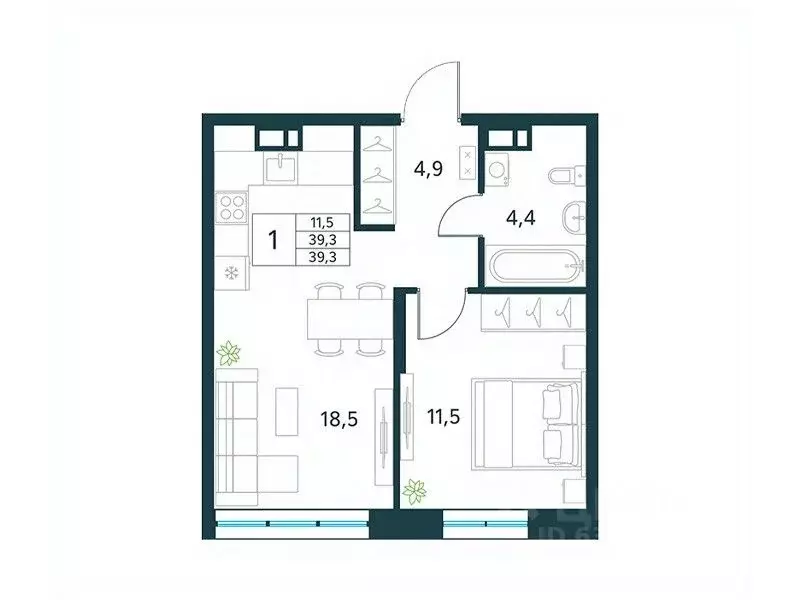 1-к кв. Забайкальский край, Чита Хороший мкр, 15 (39.3 м) - Фото 1