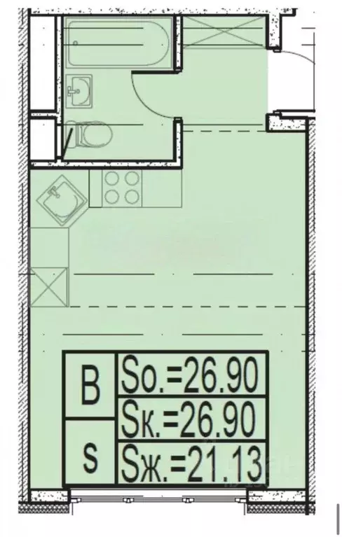 1-к кв. Москва Дегунинская ул., 9к1 (26.8 м) - Фото 2