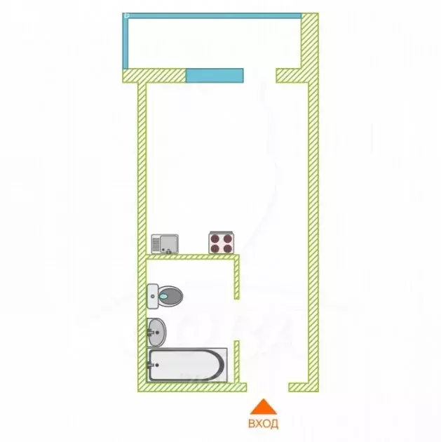 Квартира-студия: Тюмень, Интернациональная улица, 203к2 (15.7 м) - Фото 2