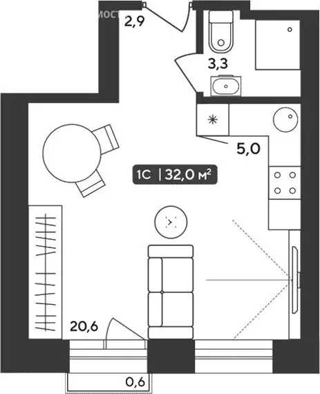 Квартира-студия: Октябрьский, жилой комплекс Альпийский квартал, 22 ... - Фото 1