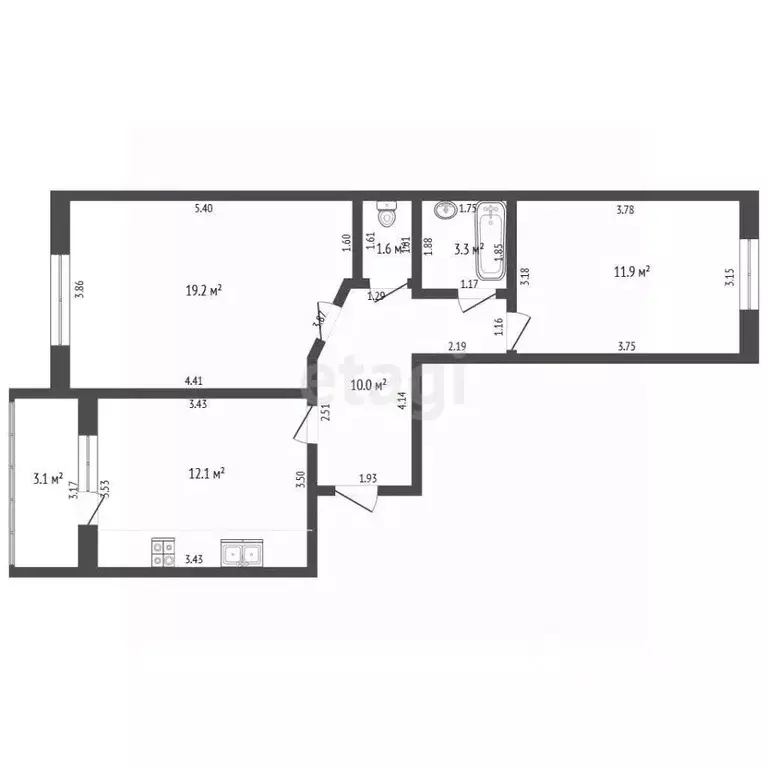 2-к кв. Башкортостан, Стерлитамак просп. Октября, 91 (58.1 м) - Фото 2