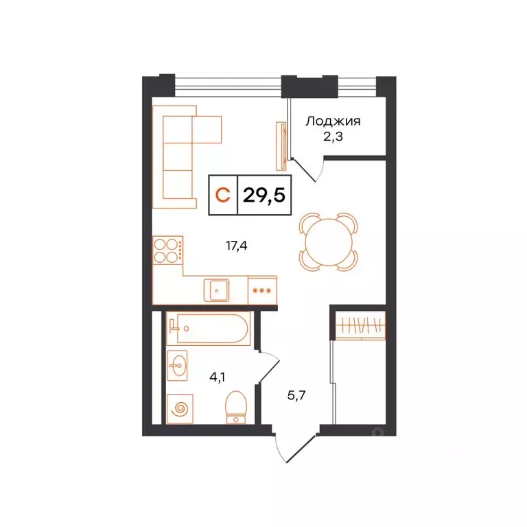 1-к кв. Тюменская область, Тюмень UNO жилой комплекс (29.5 м) - Фото 1