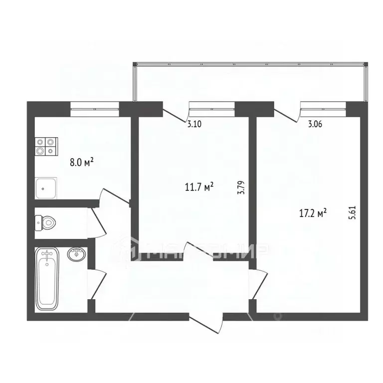 2-к кв. Ханты-Мансийский АО, Сургут Югорская ул., 22 (54.0 м) - Фото 1