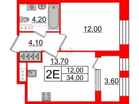 1-к кв. Санкт-Петербург Манчестерская ул., 5к1 (34.46 м) - Фото 0
