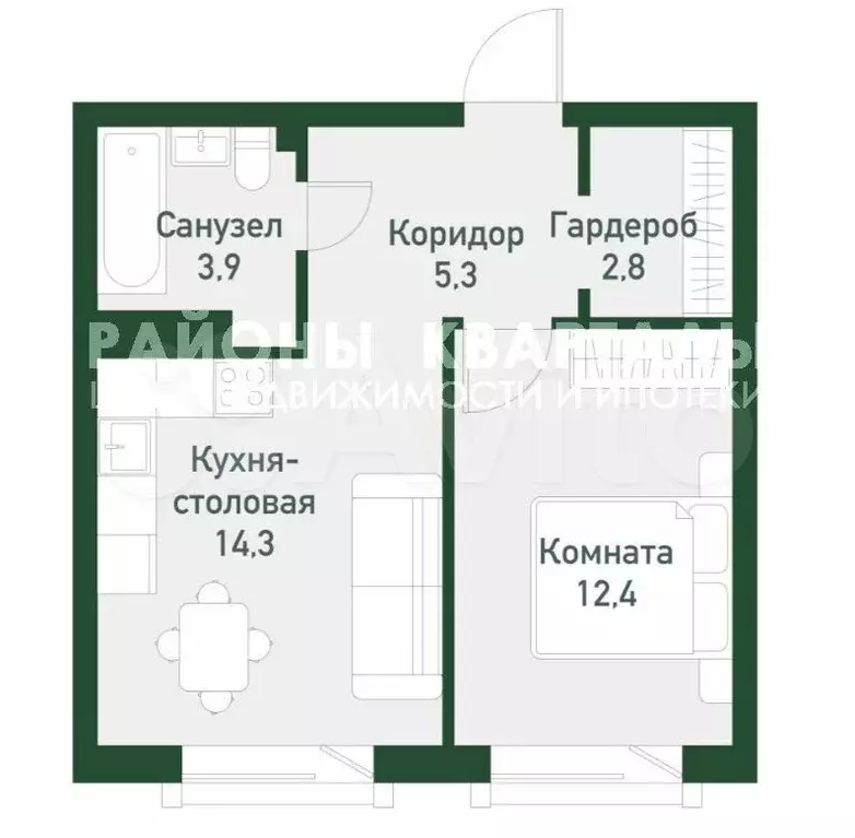 2-к. квартира, 40 м, 1/3 эт. - Фото 0