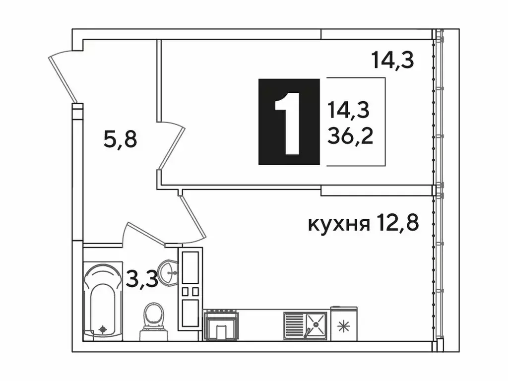 1-комнатная квартира: Краснодар, улица Западный Обход, 39 (36 м) - Фото 1