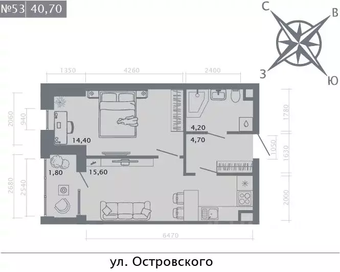 1-к кв. Татарстан, Казань Кастура Таун жилой комплекс (40.7 м) - Фото 0