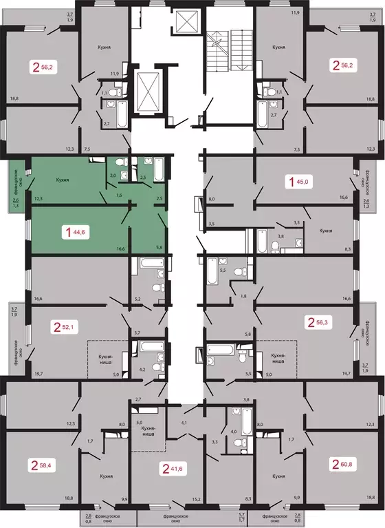 Продаётся 1-к квартира, 44.6 м - Фото 1
