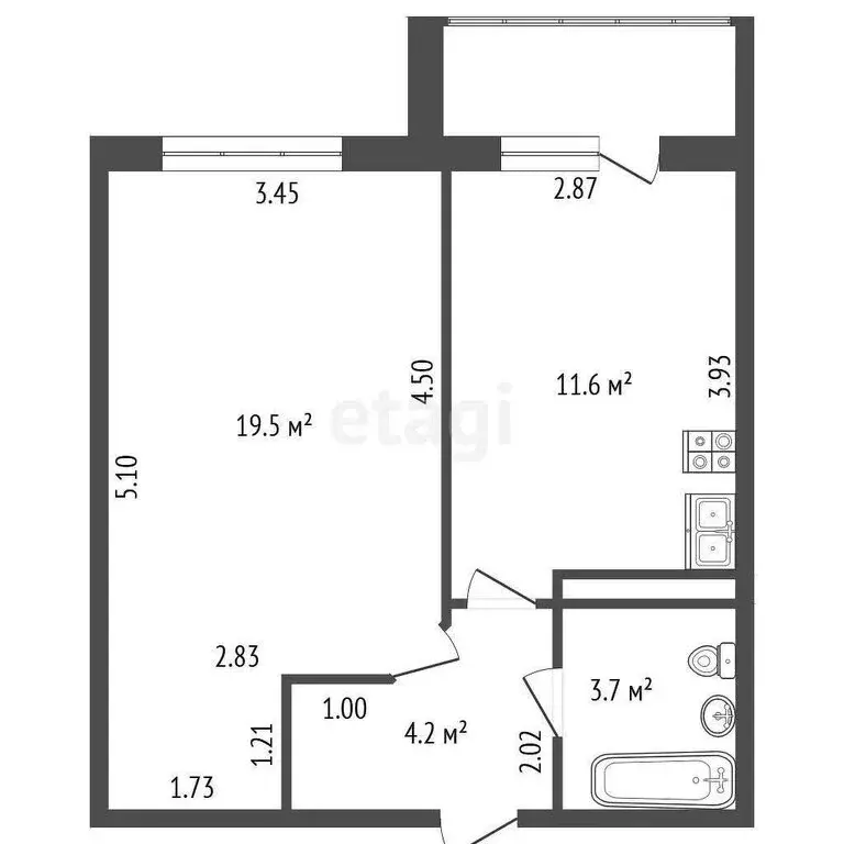1-комнатная квартира: Гатчина, Рощинская улица, 17Б (41 м) - Фото 1