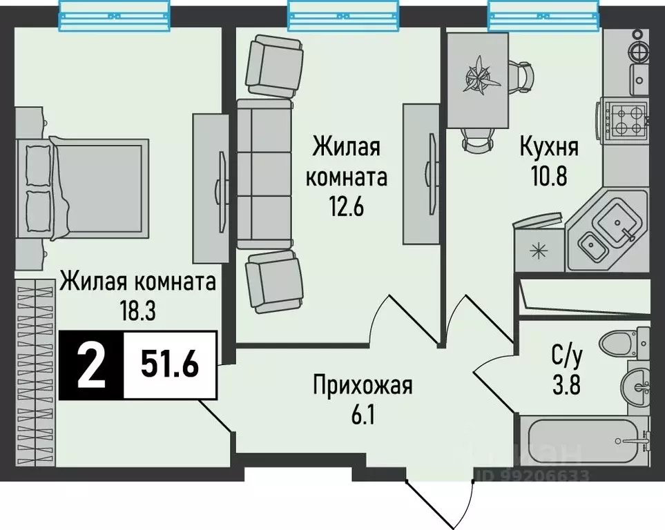 2-к кв. Ставропольский край, Железноводск городской округ, пос. ... - Фото 1