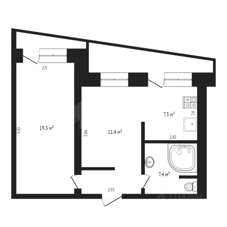 2-к кв. Тюменская область, Тюмень ул. Республики, 92 (60.0 м) - Фото 2