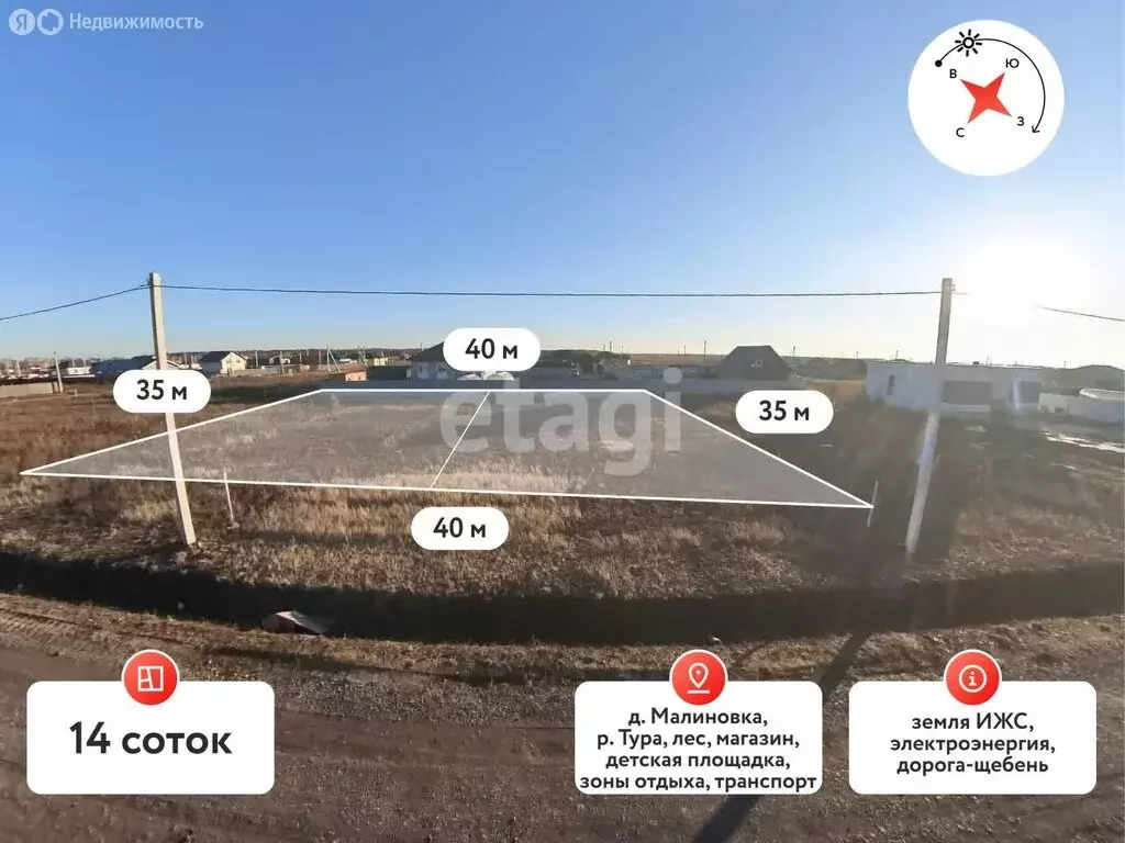 Участок в Тюменский муниципальный округ, деревня Малиновка, Брусничная ... - Фото 2