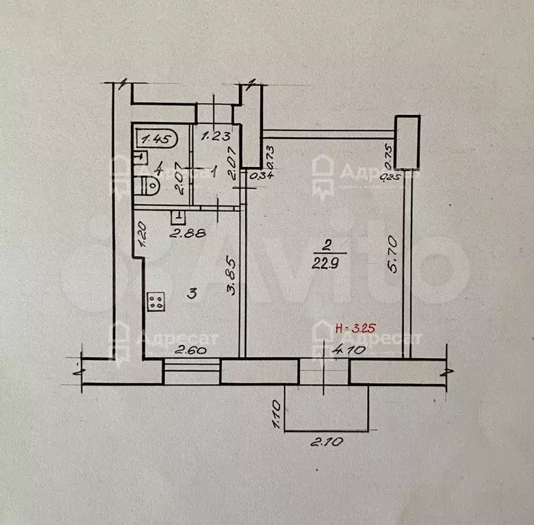 1-к. квартира, 38,9 м, 3/4 эт. - Фото 0