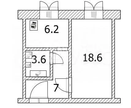 1-к. квартира, 35,4 м, 1/5 эт. - Фото 0