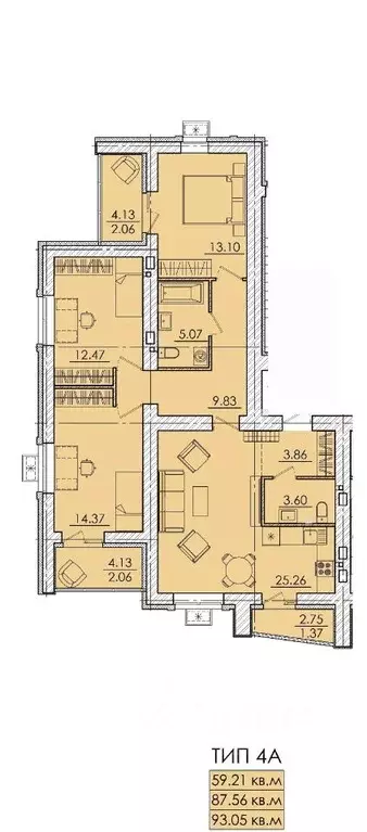4-к кв. Пензенская область, Пенза ул. Герцена, с106 (98.57 м) - Фото 0
