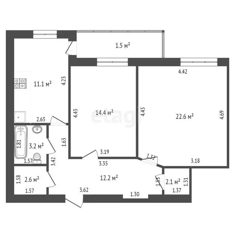 2-комнатная квартира: Таганрог, улица Чехова, 365к1 (67.8 м) - Фото 0