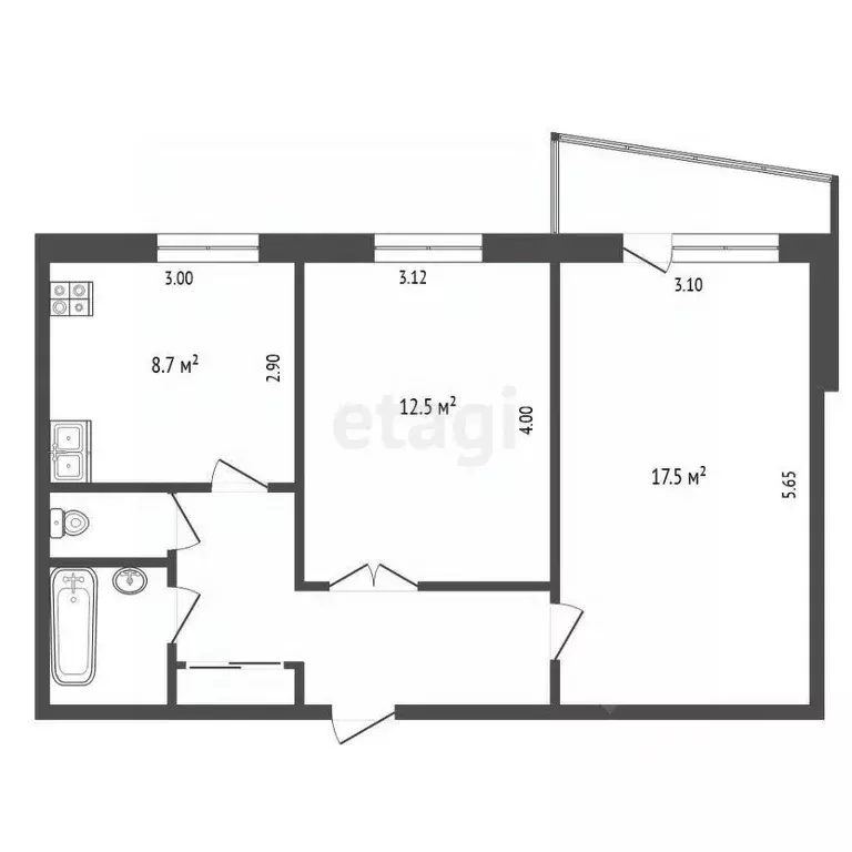 2-к кв. Тюменская область, Тюмень ул. Свердлова, 22 (50.4 м) - Фото 2