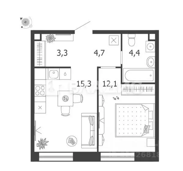 1-к кв. Москва ул. Петра Кончаловского, 7к3 (40.0 м) - Фото 1