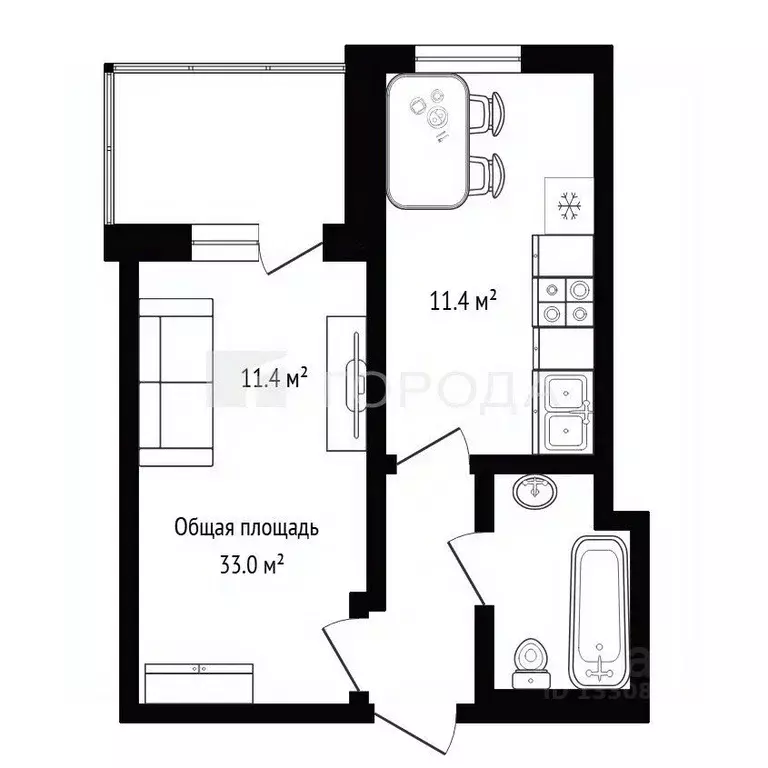 1-к кв. Новосибирская область, Бердск ул. Кутузова, 2/1 (33.0 м) - Фото 2
