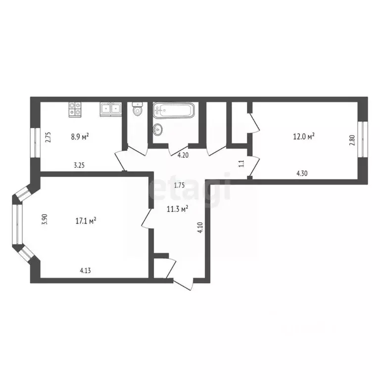 2-к кв. Ямало-Ненецкий АО, Новый Уренгой Юбилейная ул., 1 (56.0 м) - Фото 1