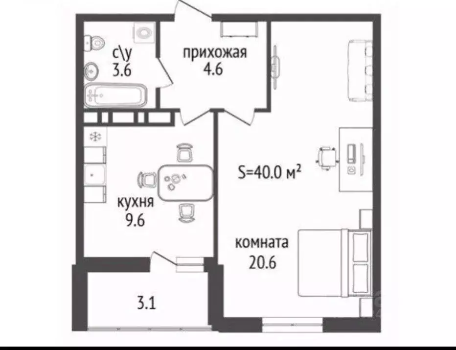 1-к кв. Тульская область, Тула городской округ, д. Харино ул. ... - Фото 2