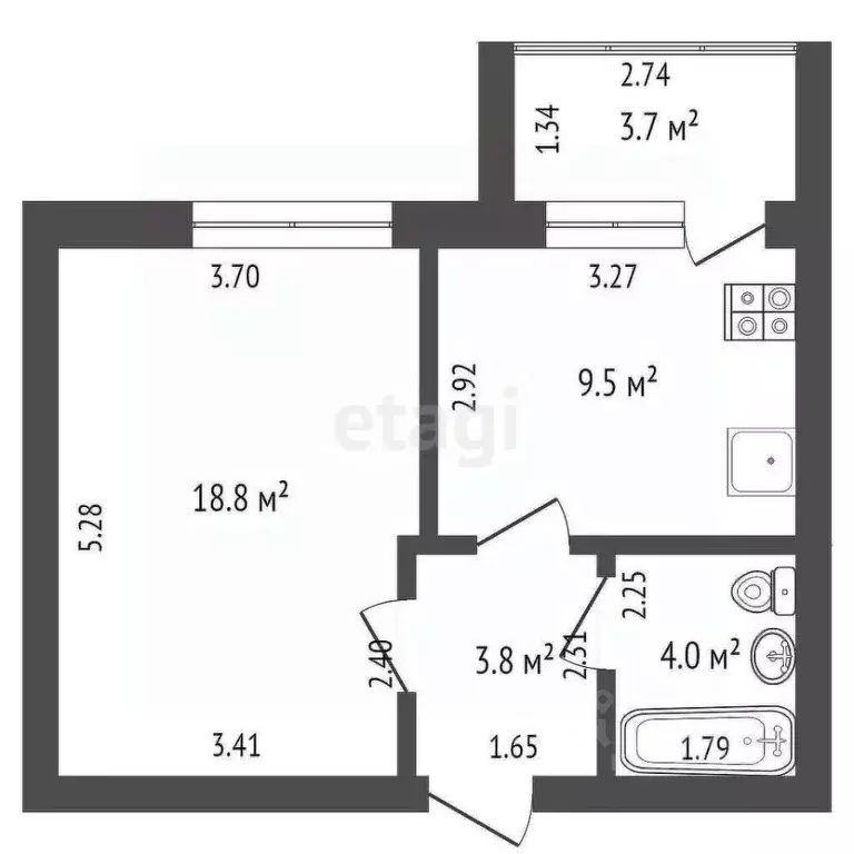 1-к кв. Башкортостан, Стерлитамакский район, Отрадовский сельсовет, с. ... - Фото 2