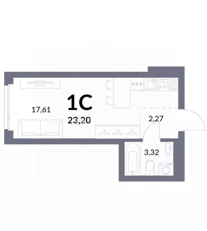 Студия Новосибирская область, Новосибирск Горская ул., 2/1 (23.2 м) - Фото 0