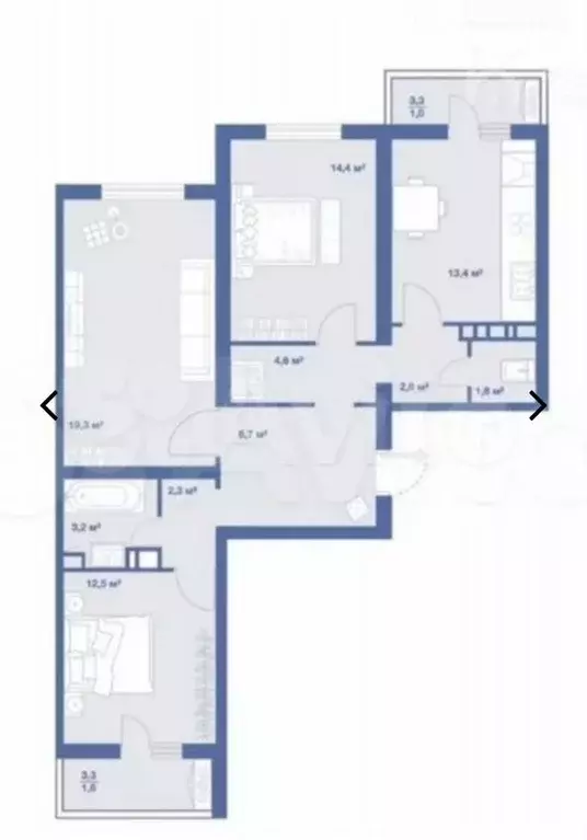 3-к. квартира, 83,6 м, 5/7 эт. - Фото 0