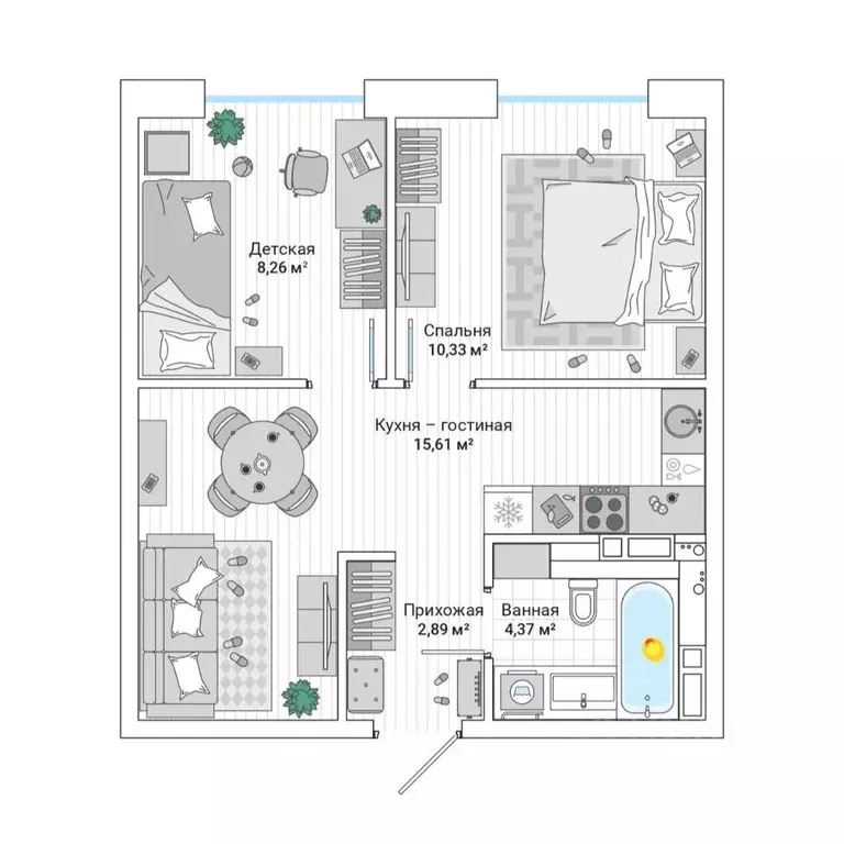 2-к кв. Приморский край, Владивосток ул. Нейбута (42.2 м) - Фото 1