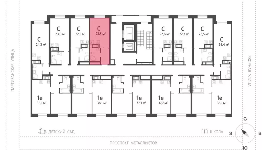 Квартира-студия: Санкт-Петербург, Партизанская улица, 5 (23 м) - Фото 2