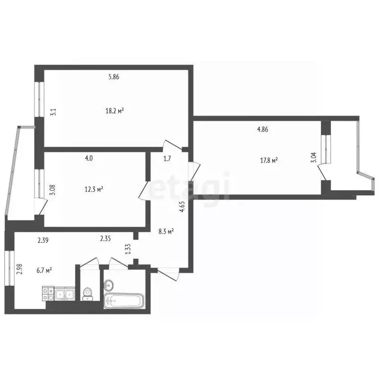 3-к кв. Московская область, Истра муниципальный округ, пос. Глебовский ... - Фото 1