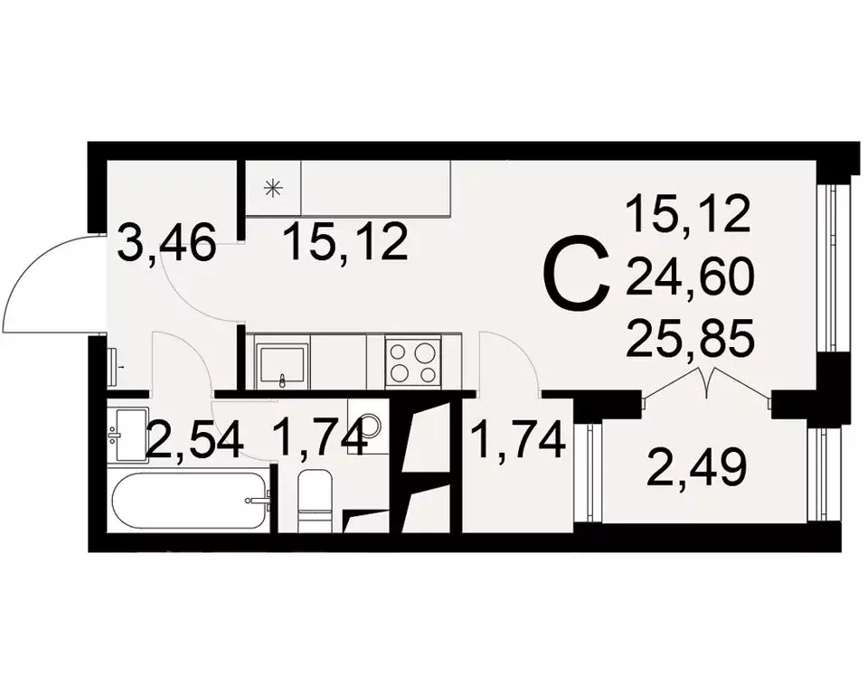 Квартира-студия: Тула, Одоевское шоссе, 73 (25.85 м) - Фото 0