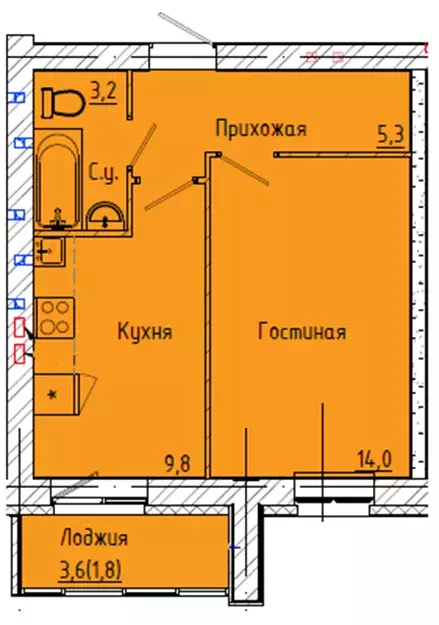 Продаётся 1-к квартира, 34.1 м - Фото 1