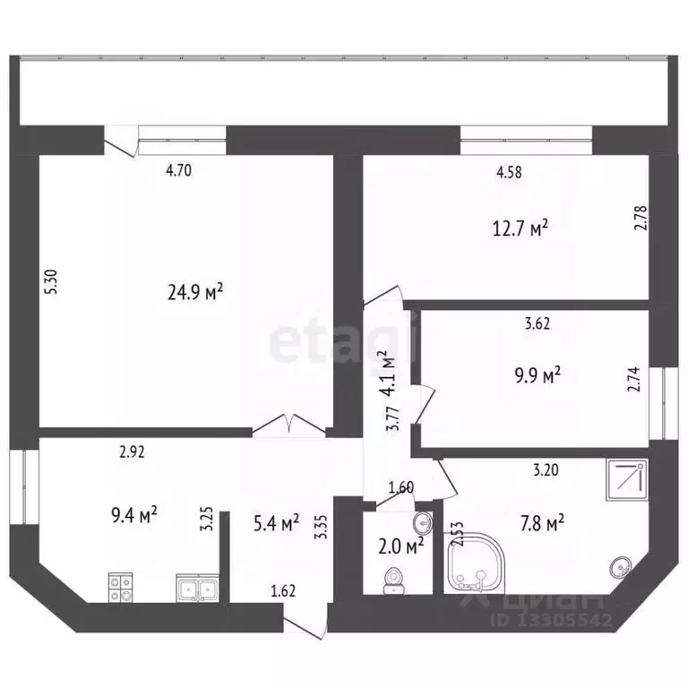 3-к кв. Кемеровская область, Кемерово просп. Ленина, 55б (94.0 м) - Фото 2