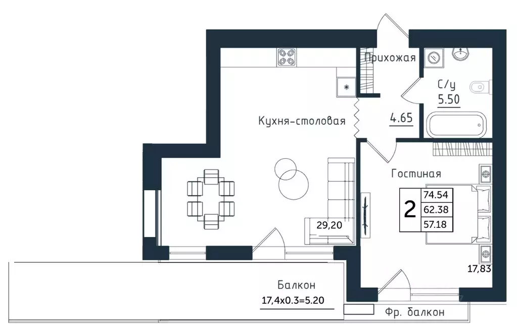 1-к кв. Калининградская область, Янтарный пгт Янтарные Сезоны жилой ... - Фото 1