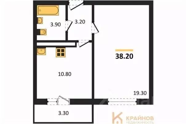 1-к кв. Воронежская область, Воронеж Озерки жилой квартал,  (38.2 м) - Фото 0