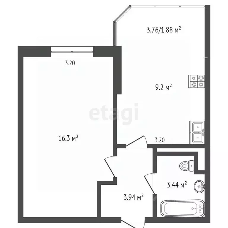 1-к кв. Краснодарский край, Анапа Анапское ш., 32к4 (36.64 м) - Фото 2