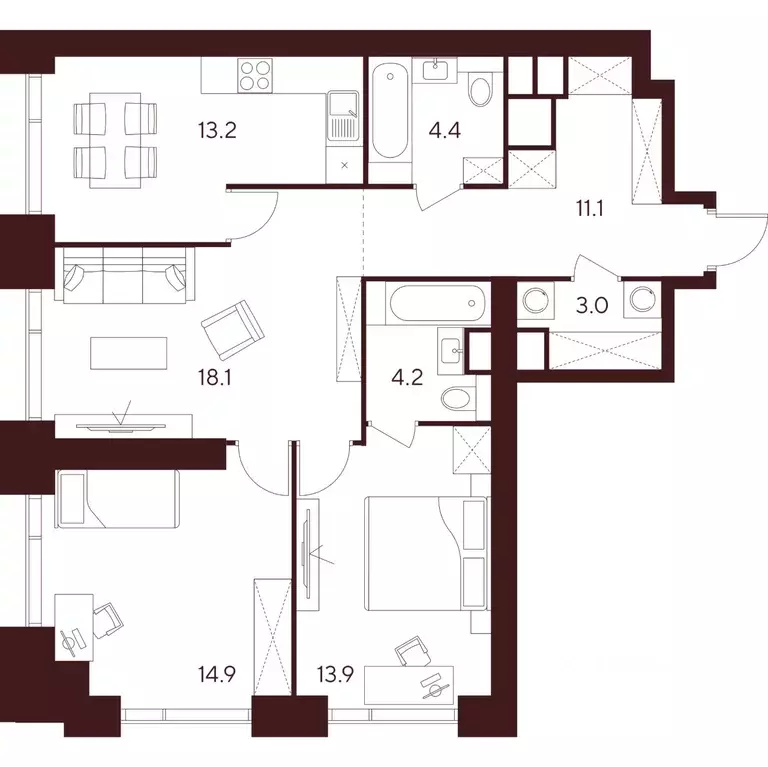 3-к кв. Москва ул. Куусинена, вл21 (82.8 м) - Фото 1