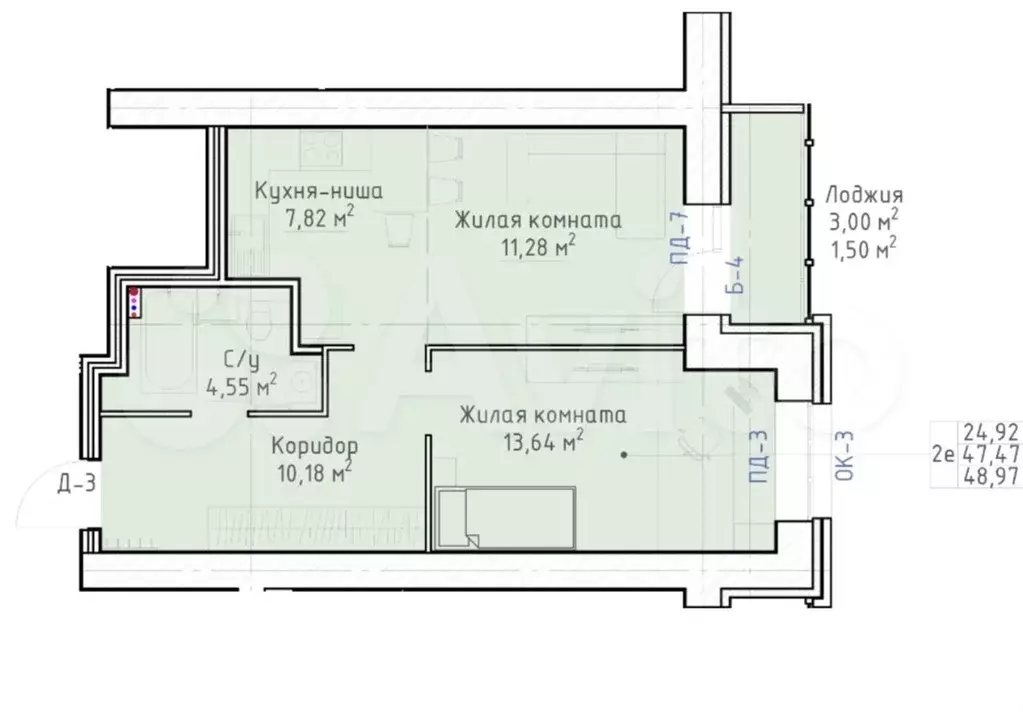 2-к. квартира, 49 м, 4/10 эт. - Фото 0