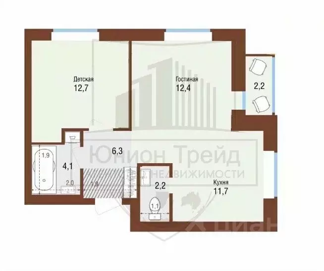 2-к кв. Новосибирская область, Новосибирск ул. Титова, 232/3 (48.8 м) - Фото 2