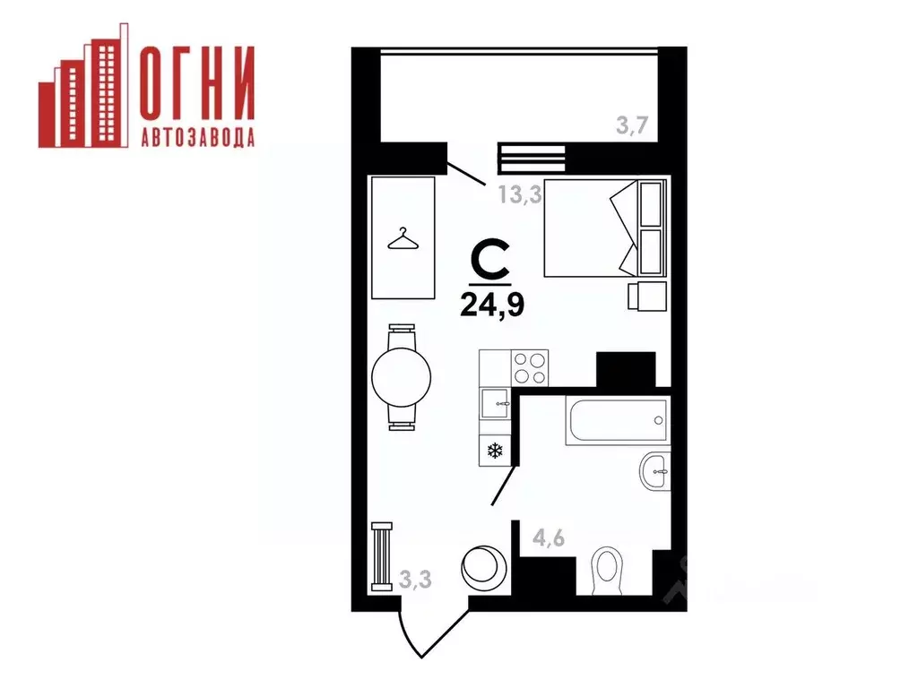 Студия Нижегородская область, Нижний Новгород Коломенская ул., 8к4 ... - Фото 1