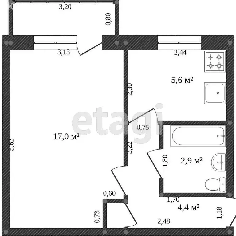 1-комнатная квартира: Ишим, улица Рокоссовского, 22 (30 м) - Фото 0