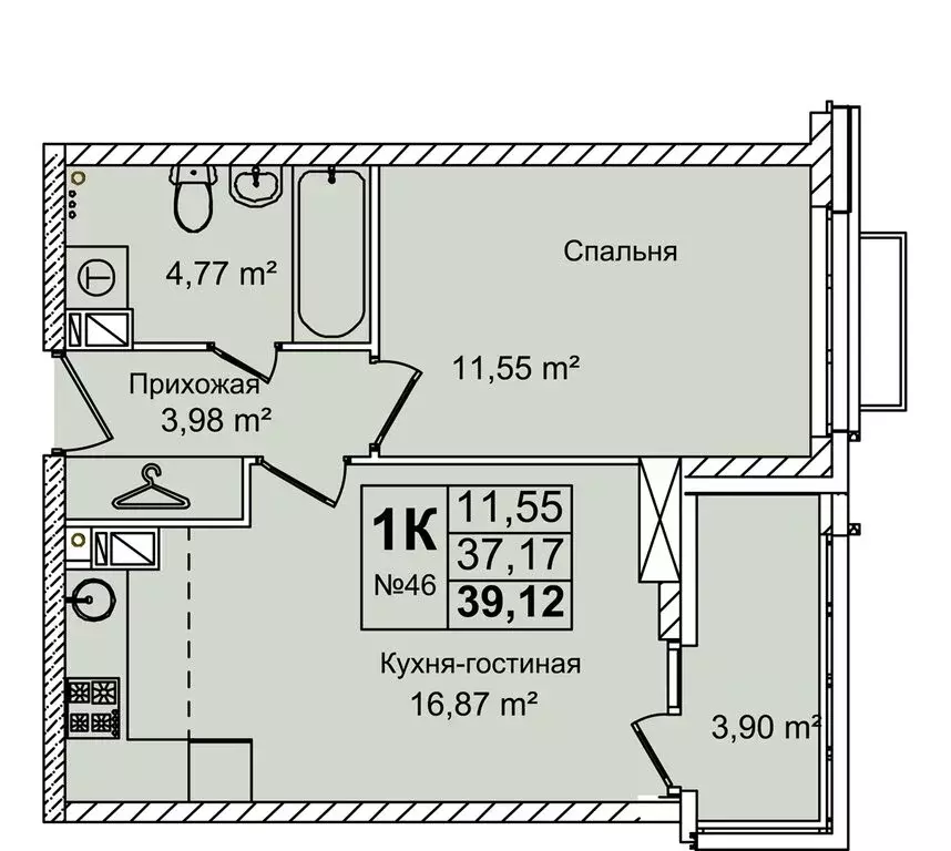 2-комнатная квартира: Нижний Новгород, улица Красных Зорь, 23Д (39.12 ... - Фото 0