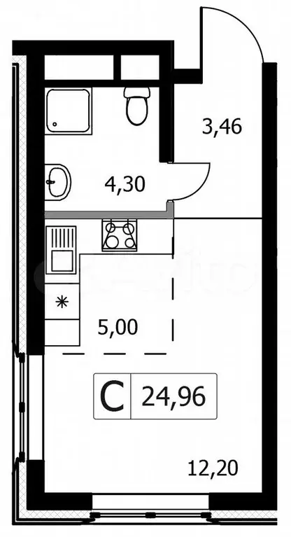 Квартира-студия, 25 м, 16/20 эт. - Фото 0