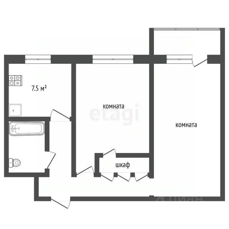 2-к кв. Самарская область, Самара Ялтинская ул., 2а (43.8 м) - Фото 2