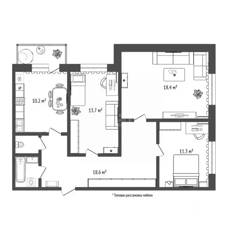 3-к кв. Москва Пятницкое ш., 12К2 (76.1 м) - Фото 1