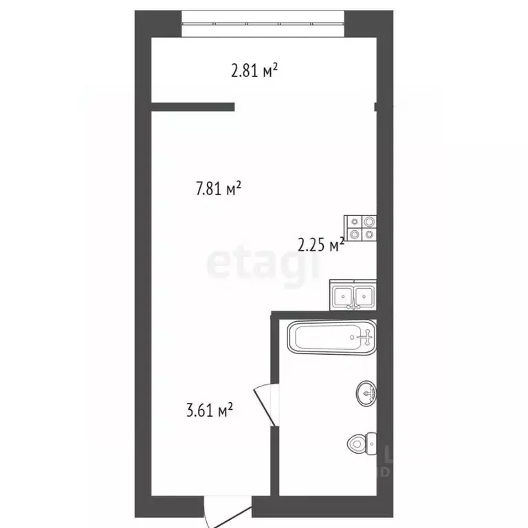 Студия Тюменская область, Тюмень ул. Республики, 205к1 (17.0 м) - Фото 0